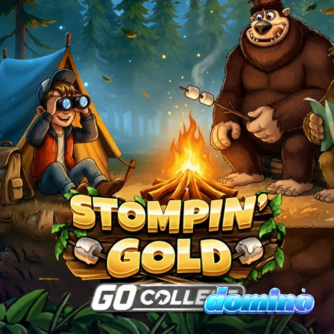 Tampilan visual slot Stompin’ Gold dengan tema hutan dan karakter Bigfoot.